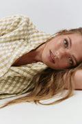 Gingham seersucker shirt - Beige white