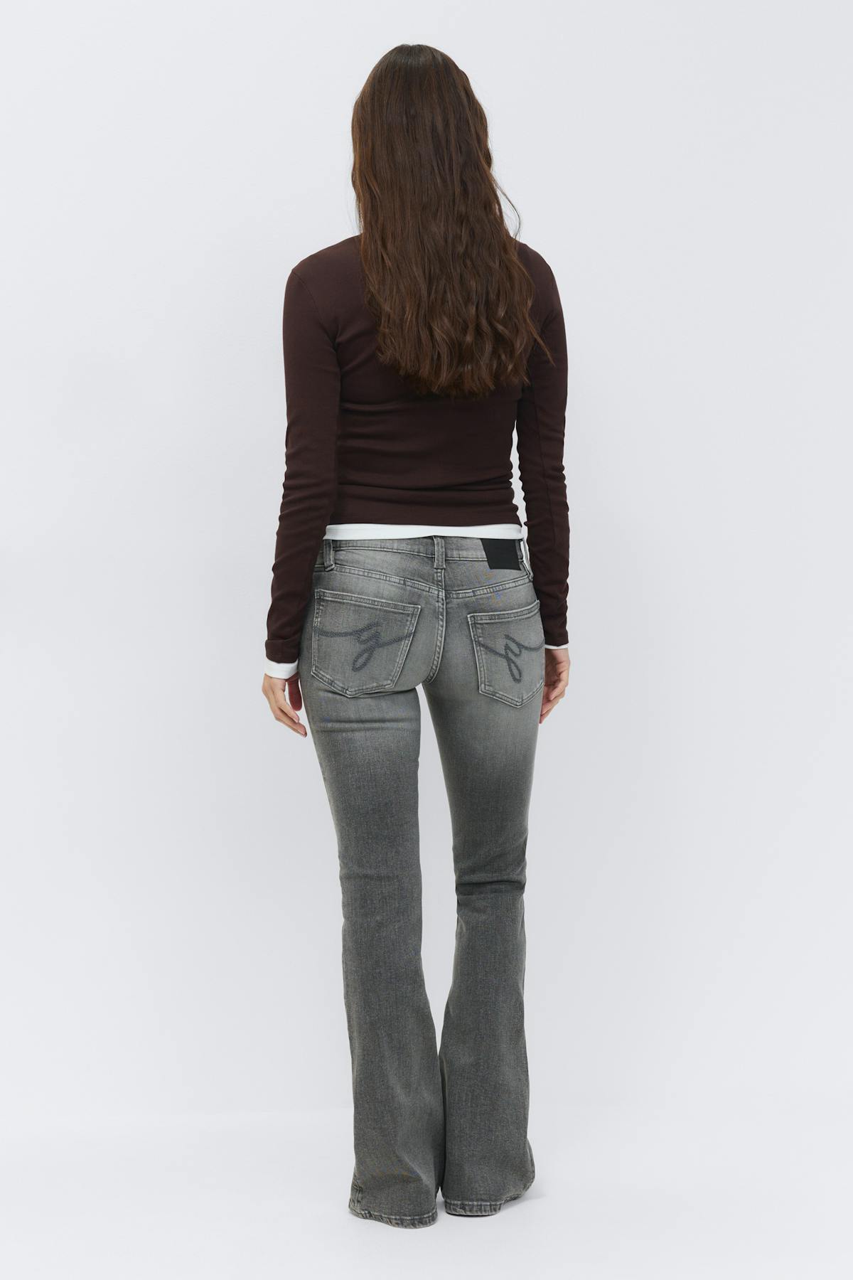 Ultra low bootcut jeans - Gris clair
