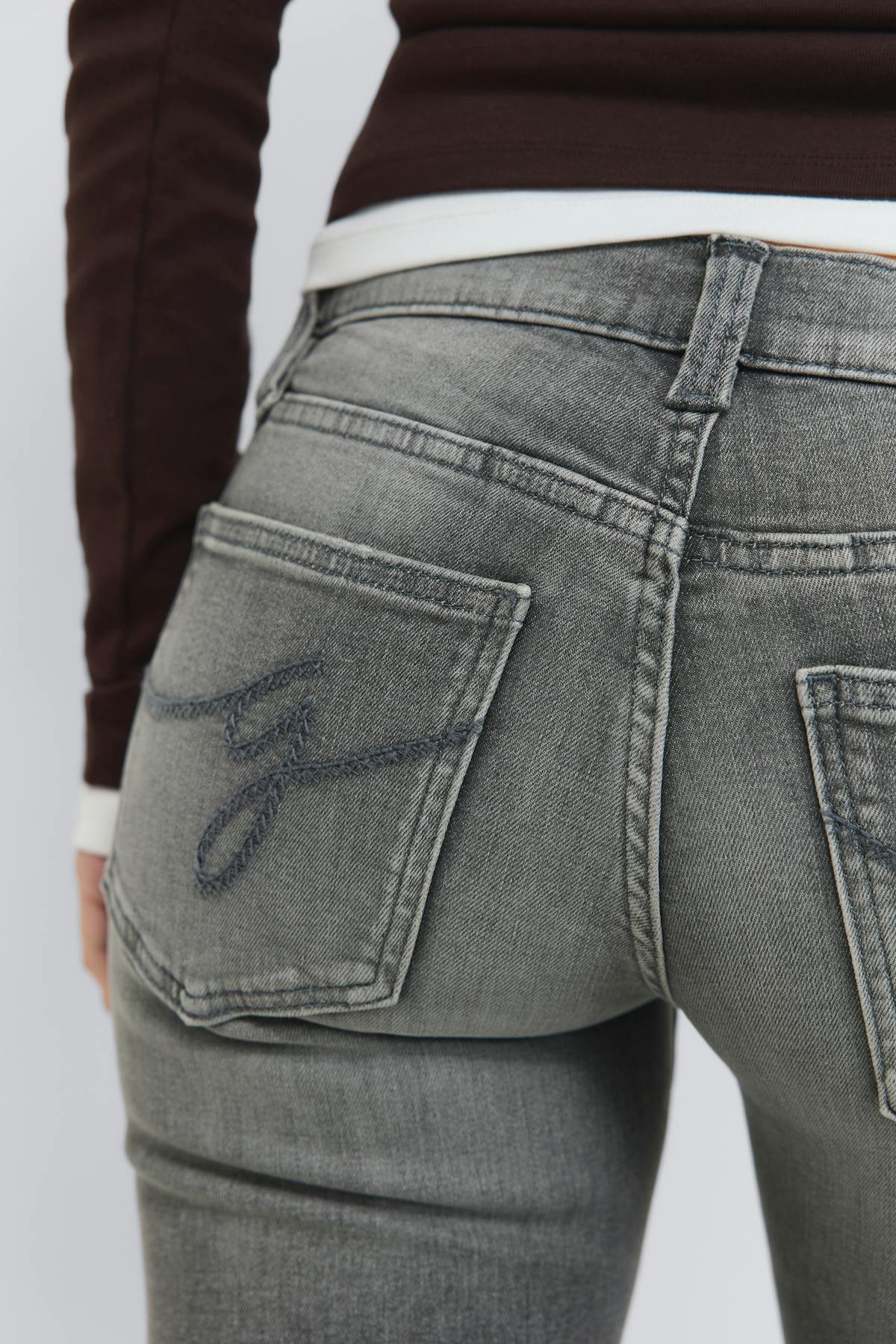 Ultra low bootcut jeans - Gris clair
