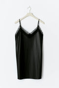 Lace detail pu dress - Noir