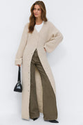 knitted button down dress - New camel