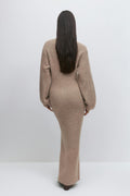 knitted button down dress - Dk grey melange