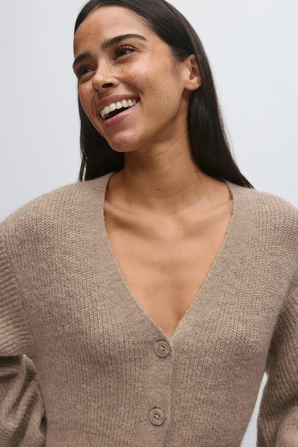 knitted button down dress - Dk grey melange