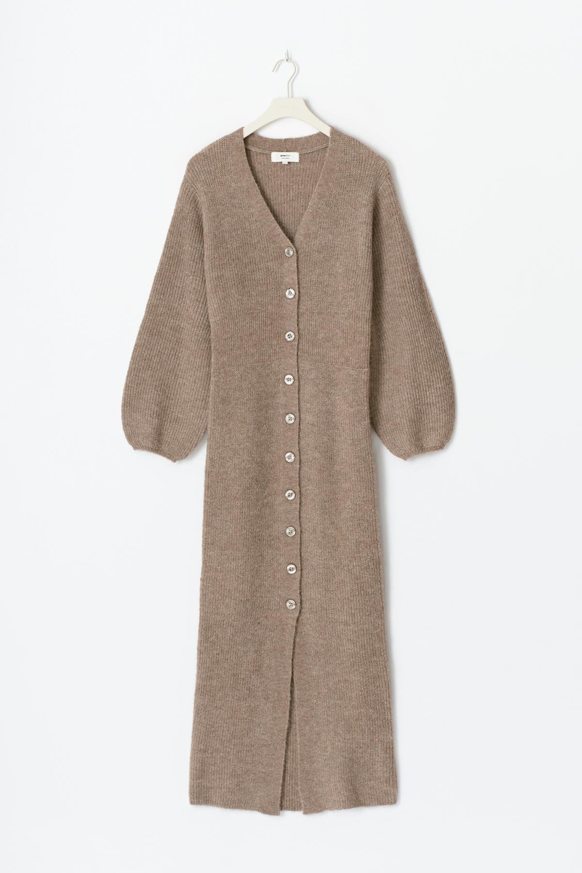 knitted button down dress - Mid grey mel