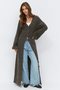 knitted button down dress - Mid grey mel