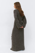 knitted button down dress - Mid grey mel