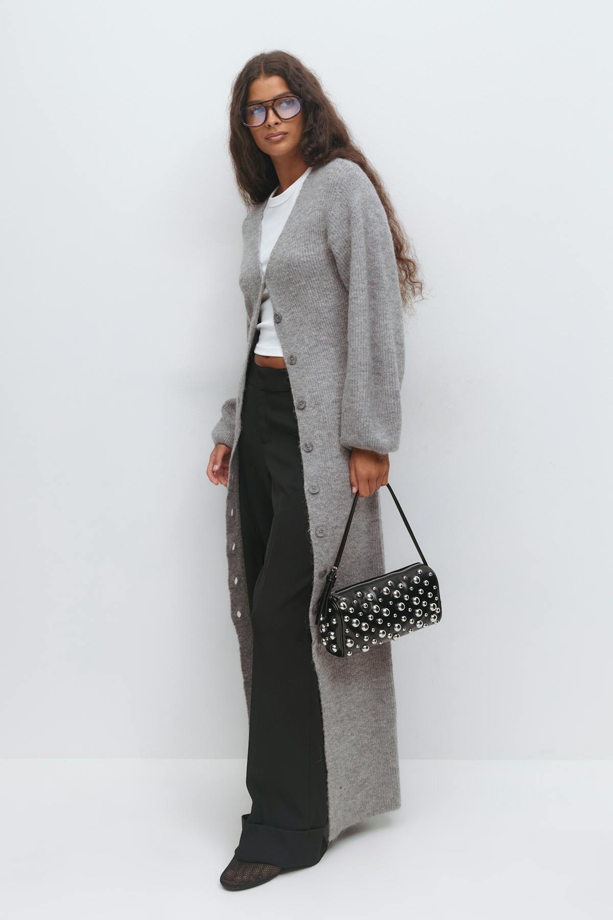 knitted button down dress - Bordeaux foncé
