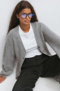 knitted button down dress - Dk grey melange