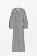 knitted button down dress - Dk grey melange