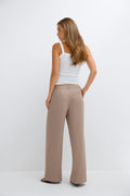 Mid wide pleated trousers - Beige foncé