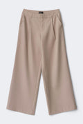 Mid wide pleated trousers - Beige foncé