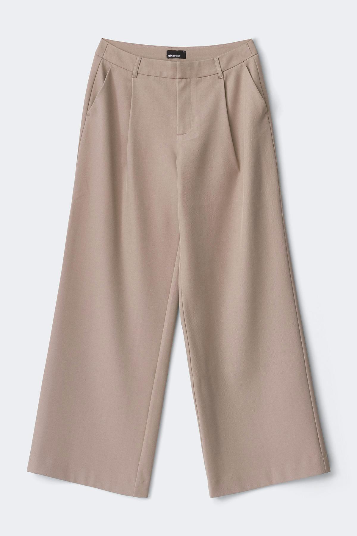 Mid wide pleated trousers - Beige foncé