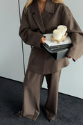 Mid wide pleated trousers - Marron foncé