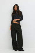 Mid wide pleated trousers - Noir