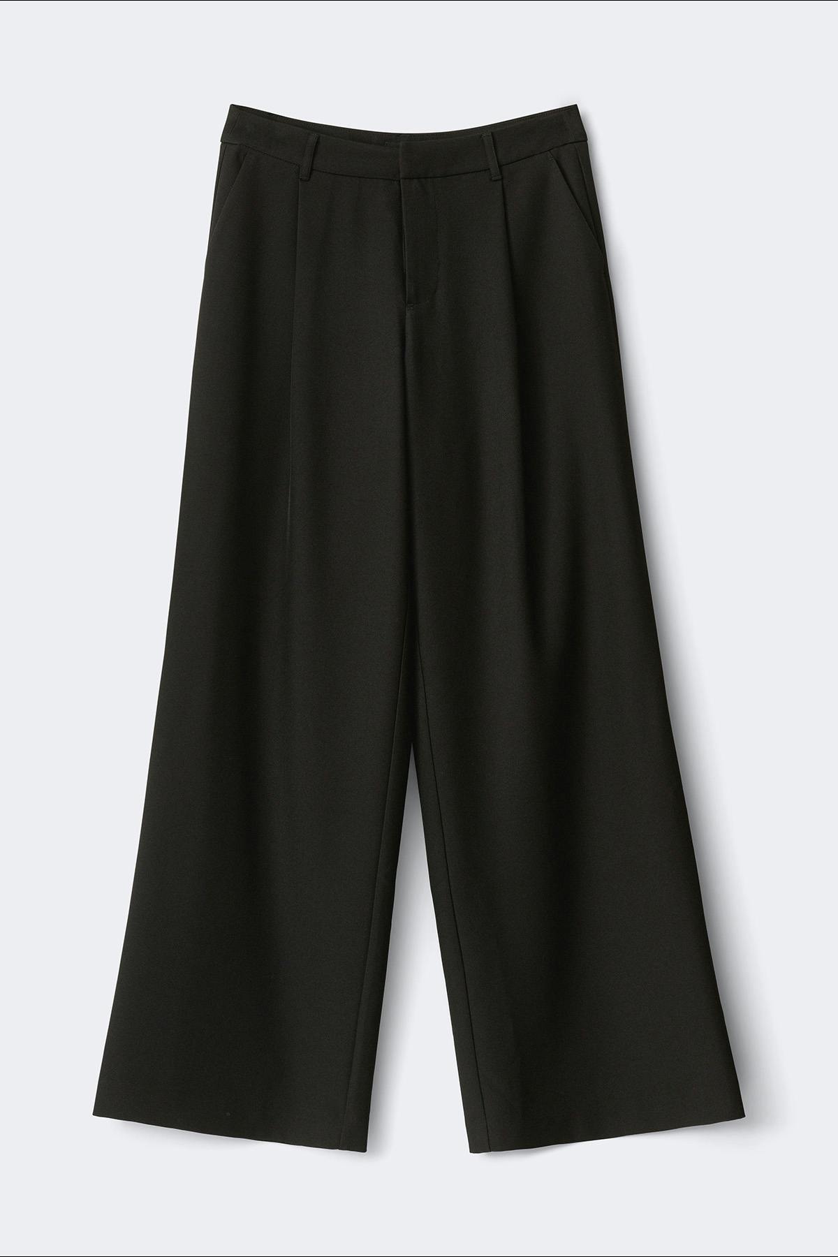 Mid wide pleated trousers - Marron foncé
