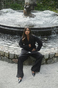 Mid wide pleated trousers - Marron foncé