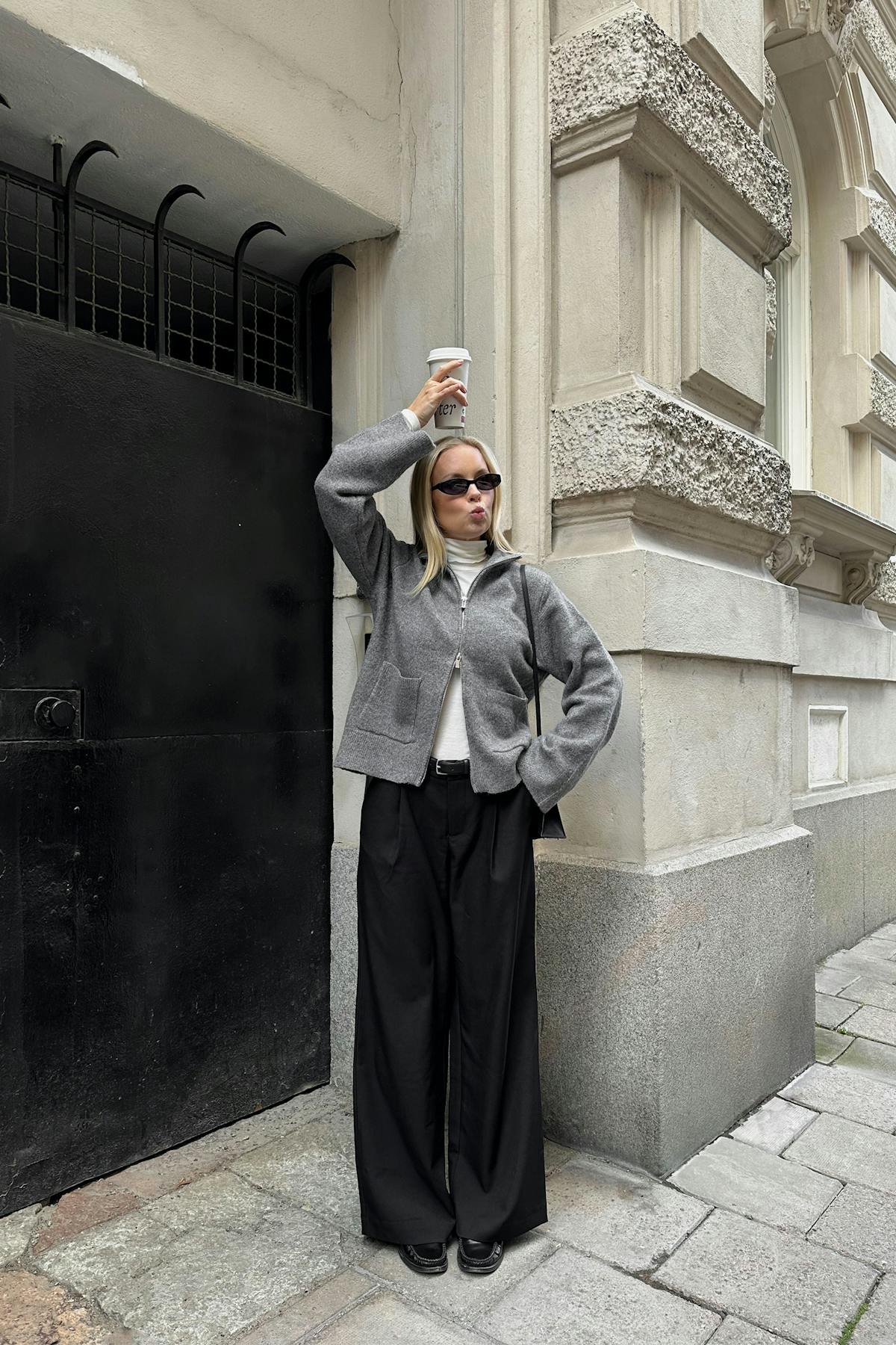Mid wide pleated trousers - Marron foncé
