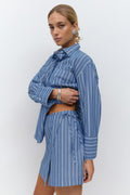 Mini wrap skirt - Blue/stripe