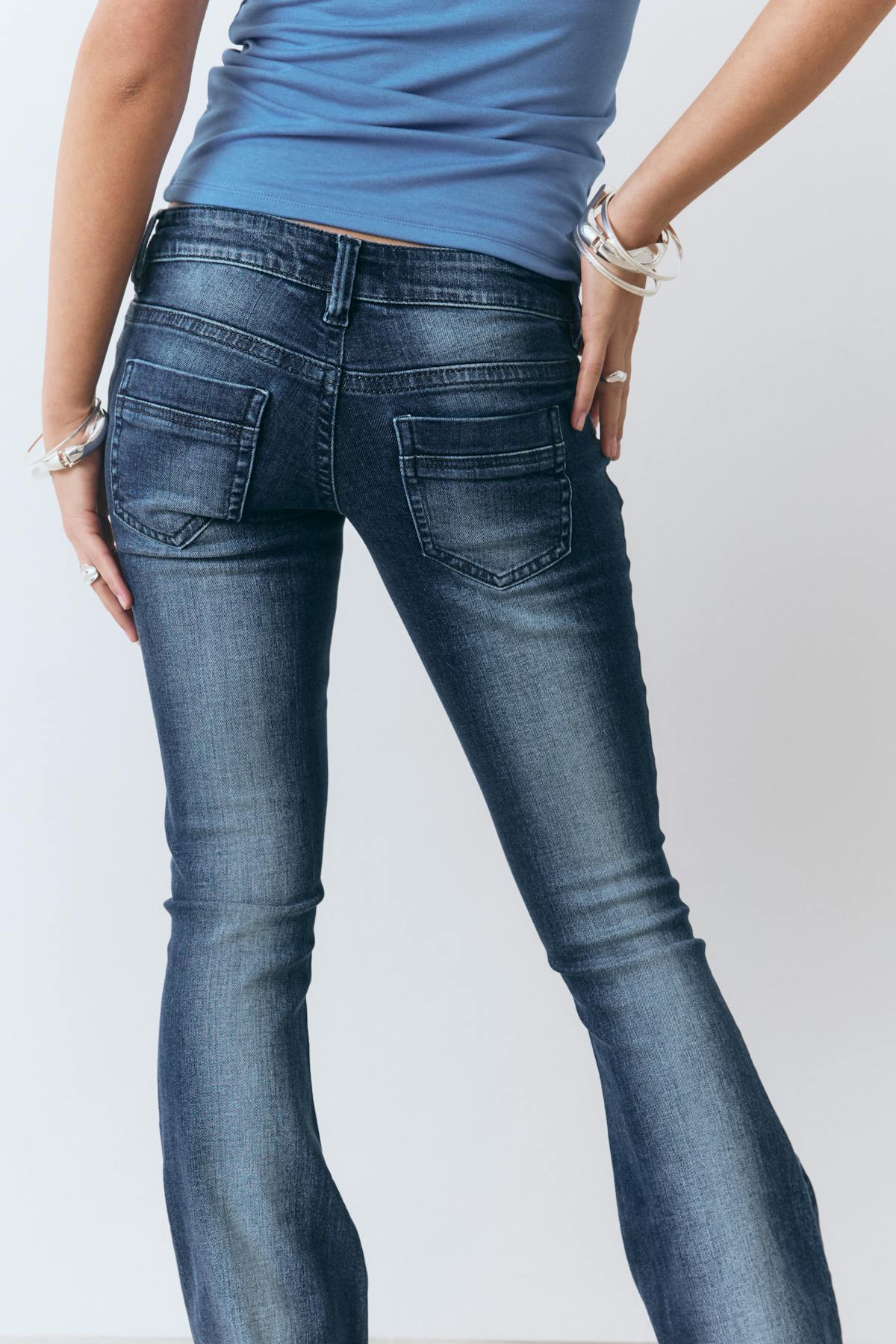 Scandi low waist bootcut jeans - Bleu foncé