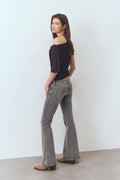 Scandi low waist bootcut jeans - Gris clair