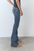 Embroidery jeans - Mid blue
