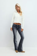 Sparkle low flare jeans - Blue destroy