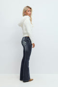 Sparkle low flare jeans - Dk blue tint