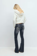 Sparkle low flare jeans - Dk blue tint