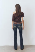 Sparkle low flare jeans - Sky blue
