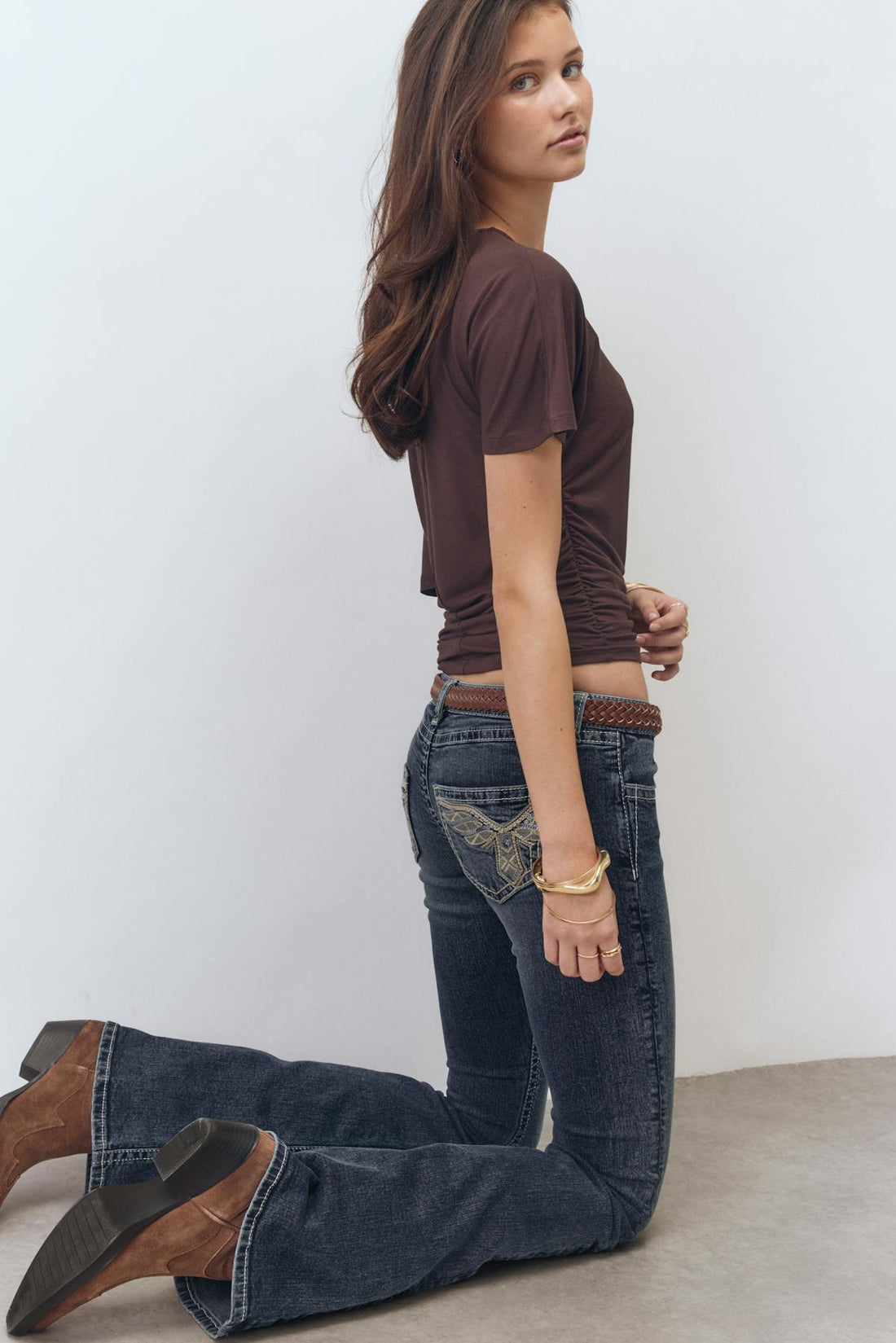 Sparkle low flare jeans - Sky blue