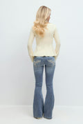 Sparkle low flare jeans - Blue destroy