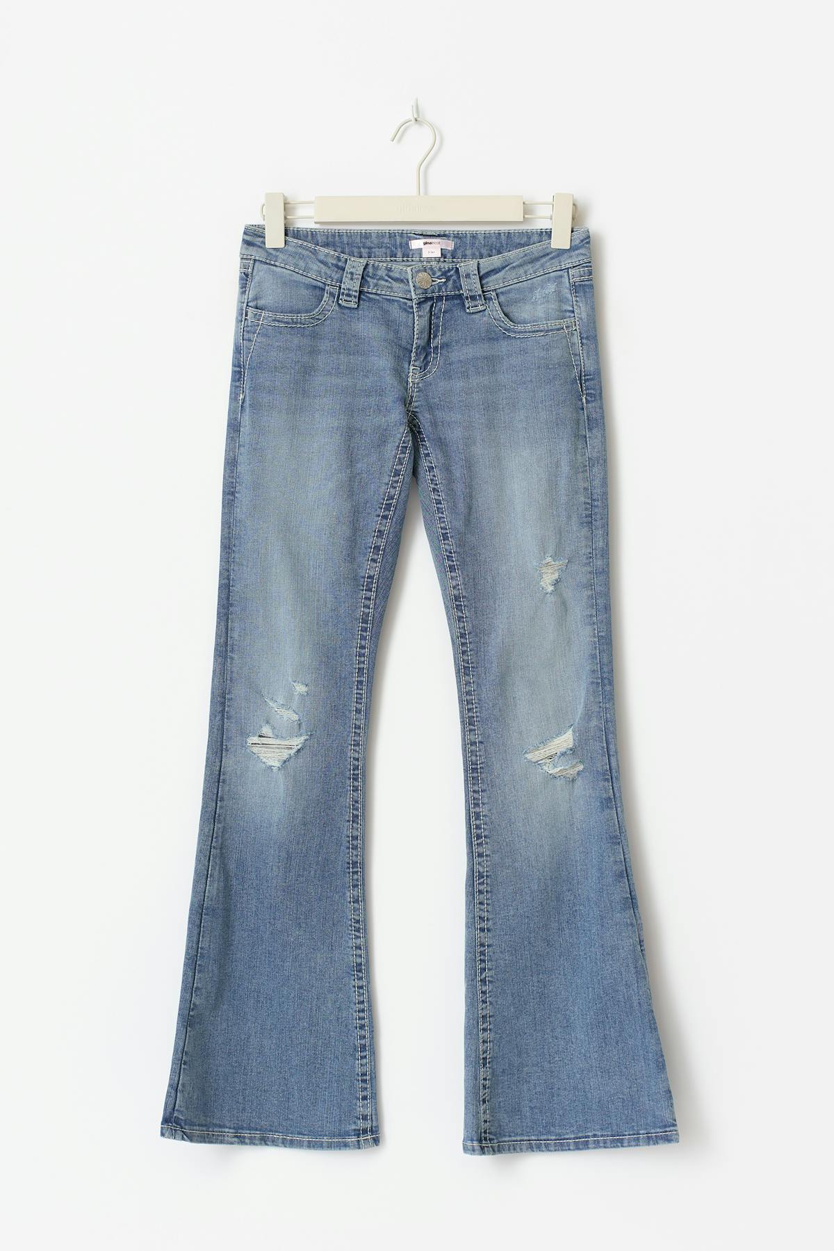 Sparkle low flare jeans - Blue destroy