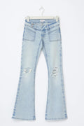 14+ pleated flare jeans - Blanc