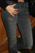 14+ pleated flare jeans - Bleu clair