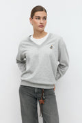 V-neck sweater - Lt grey melange
