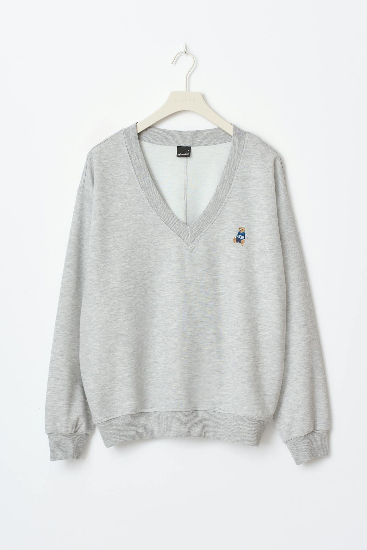 V-neck sweater - Lt grey melange