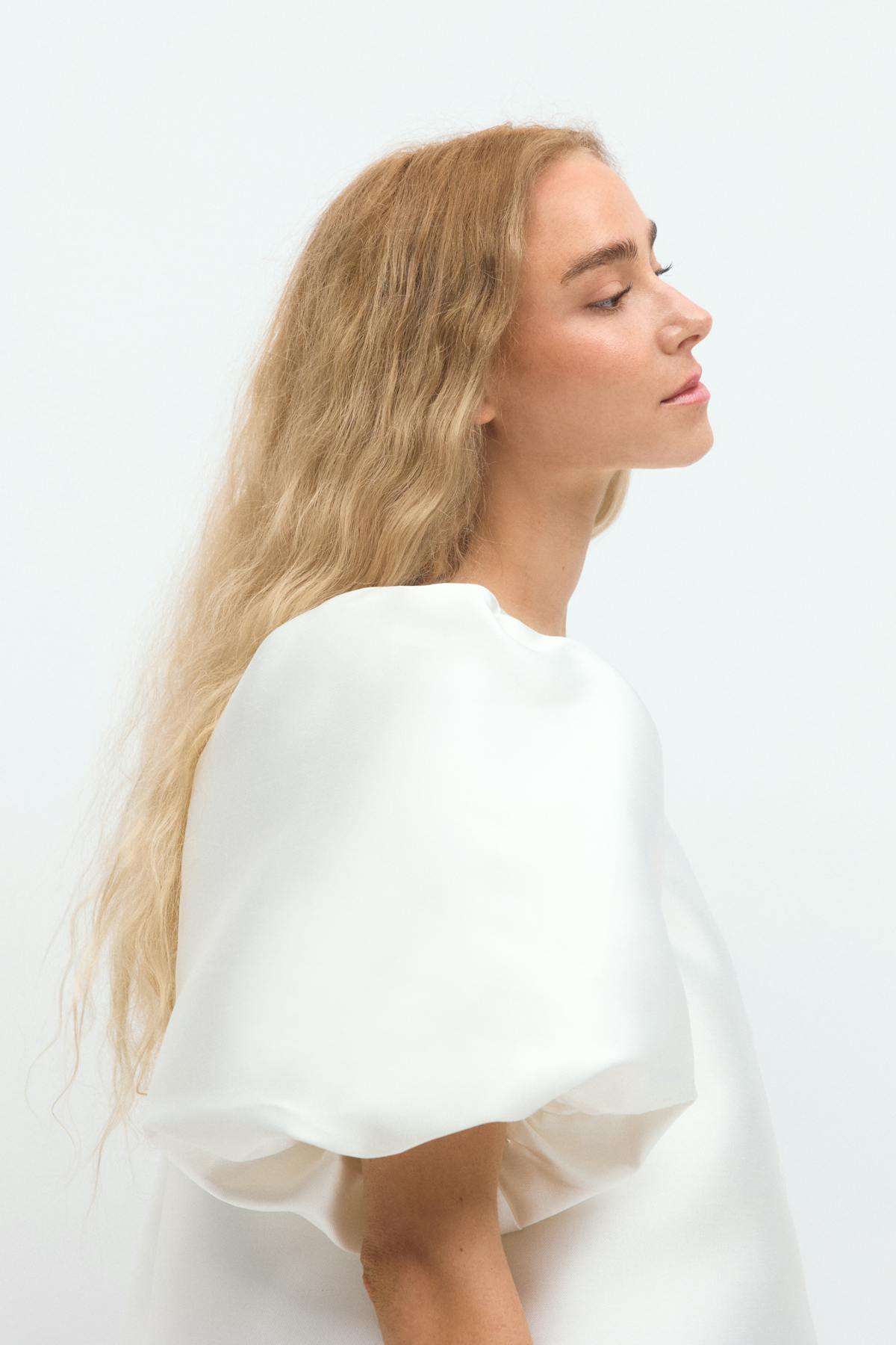 One button puff sleeve blouse - Crème