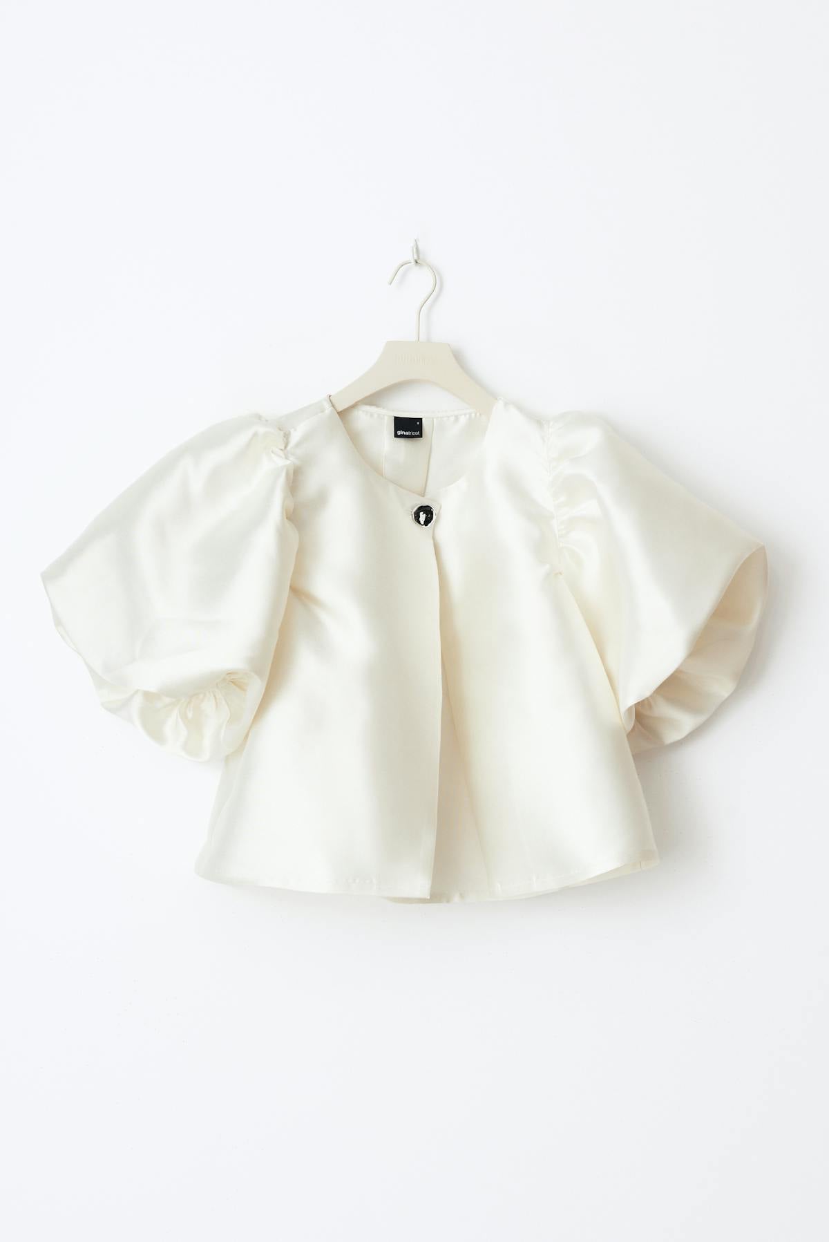 One button puff sleeve blouse - Crème