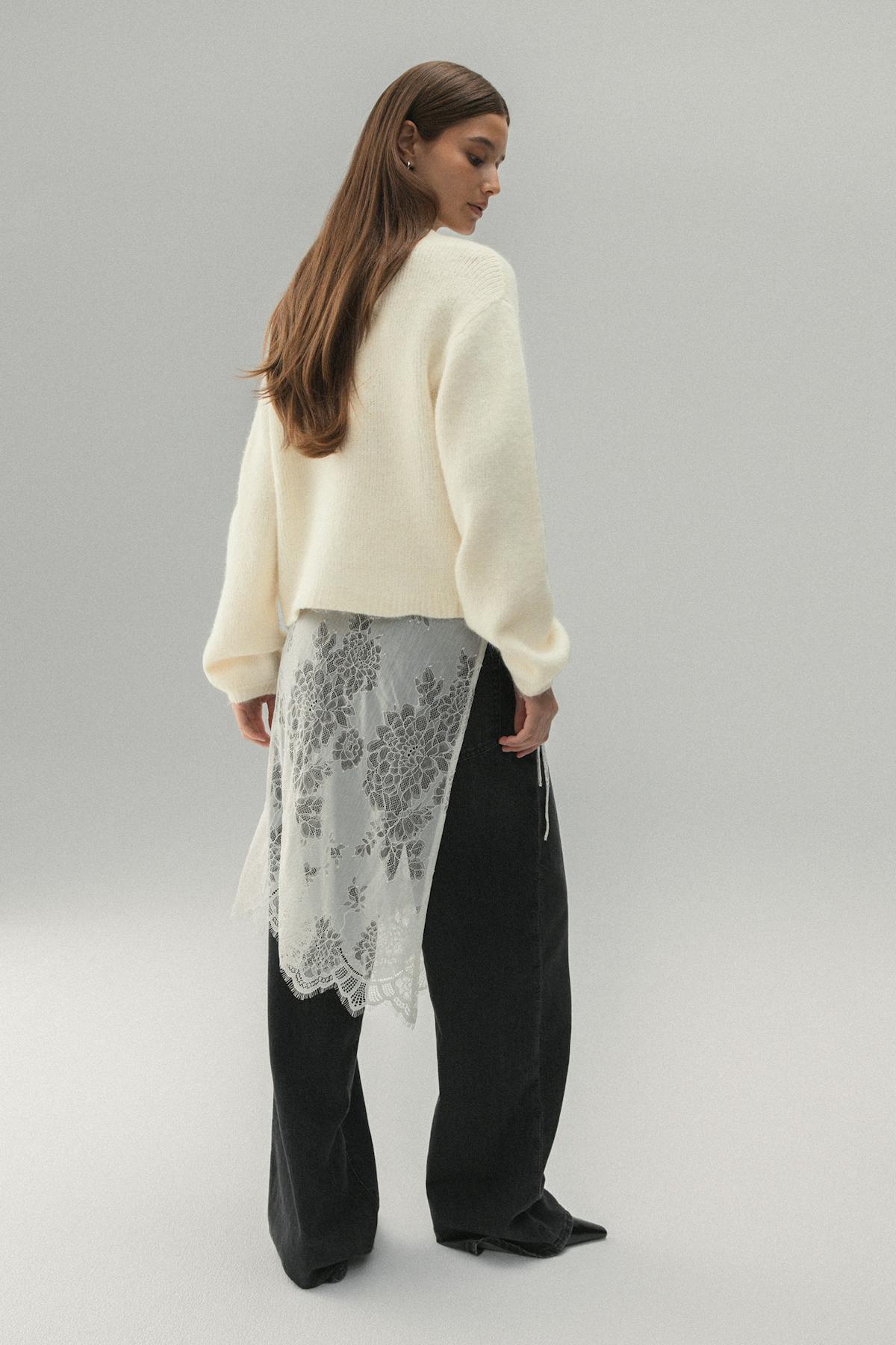 V-neck knitted cardigan - Gardenia