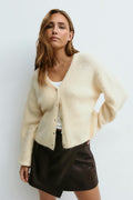 V-neck knitted cardigan - High risk red