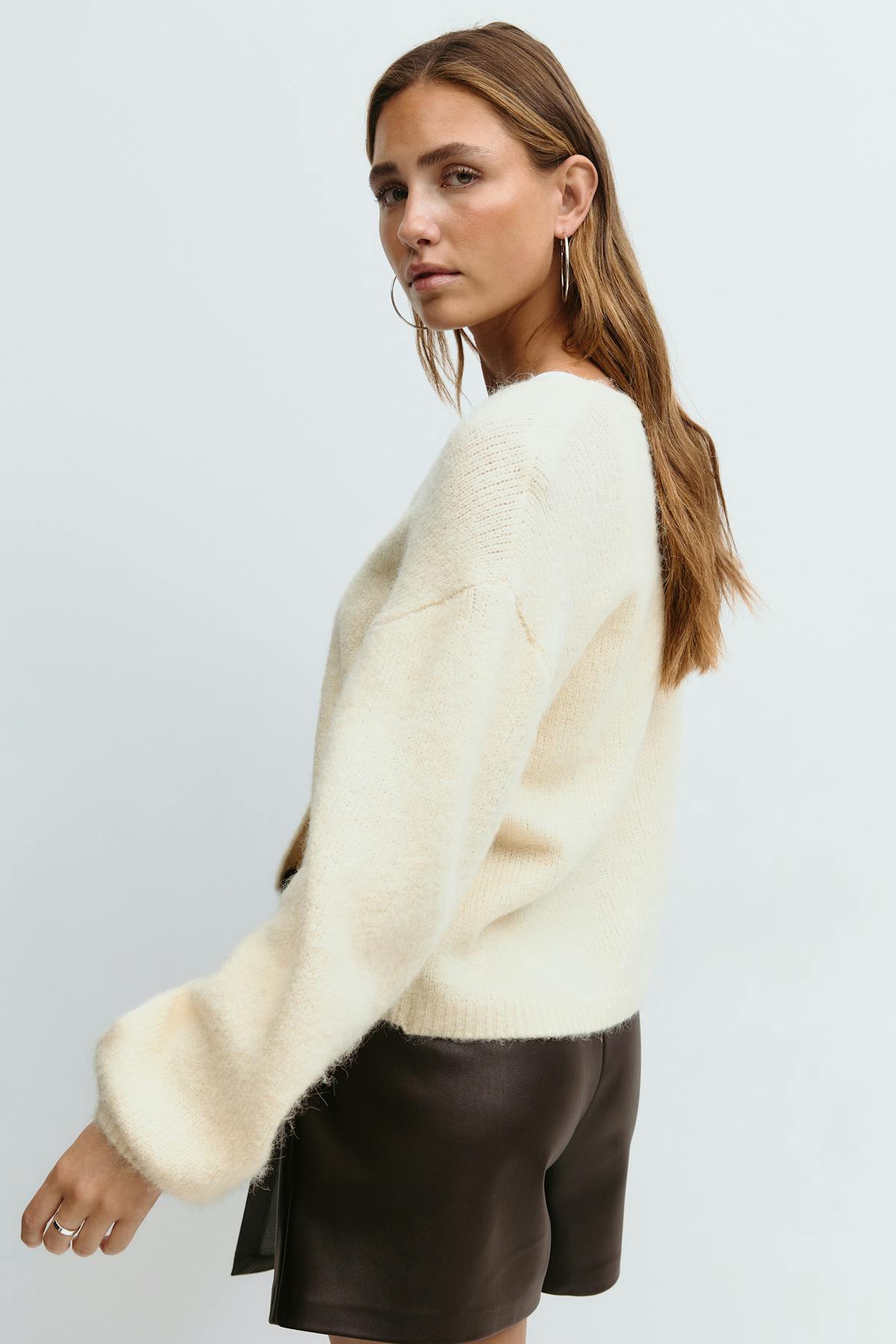 V-neck knitted cardigan - High risk red