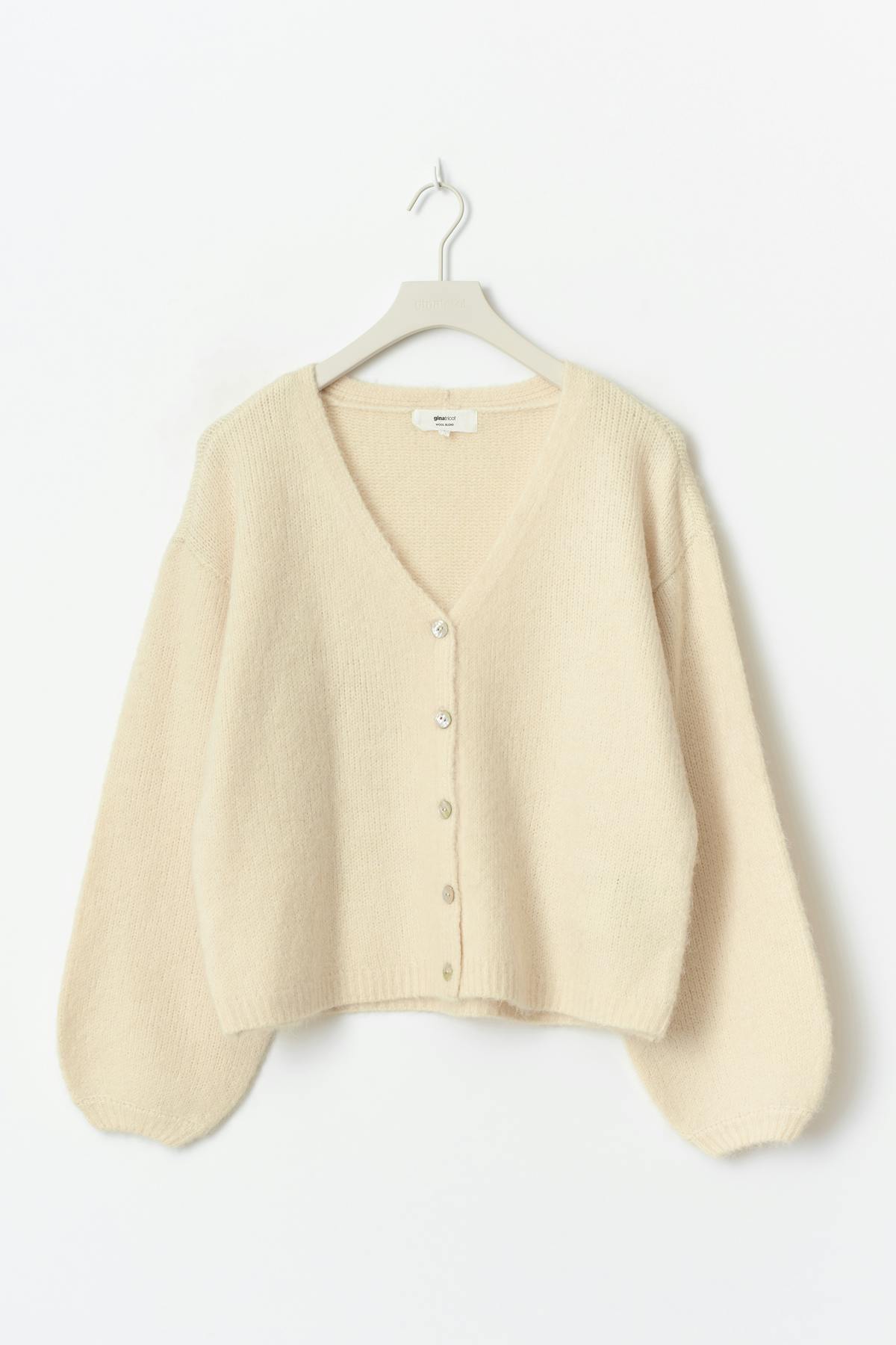 V-neck knitted cardigan - Vanilla yellow
