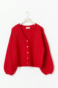V-neck knitted cardigan - High risk red