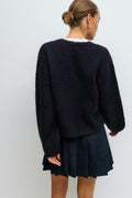 V-neck knitted cardigan - Noir