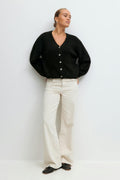 V-neck knitted cardigan - Chocolate brown