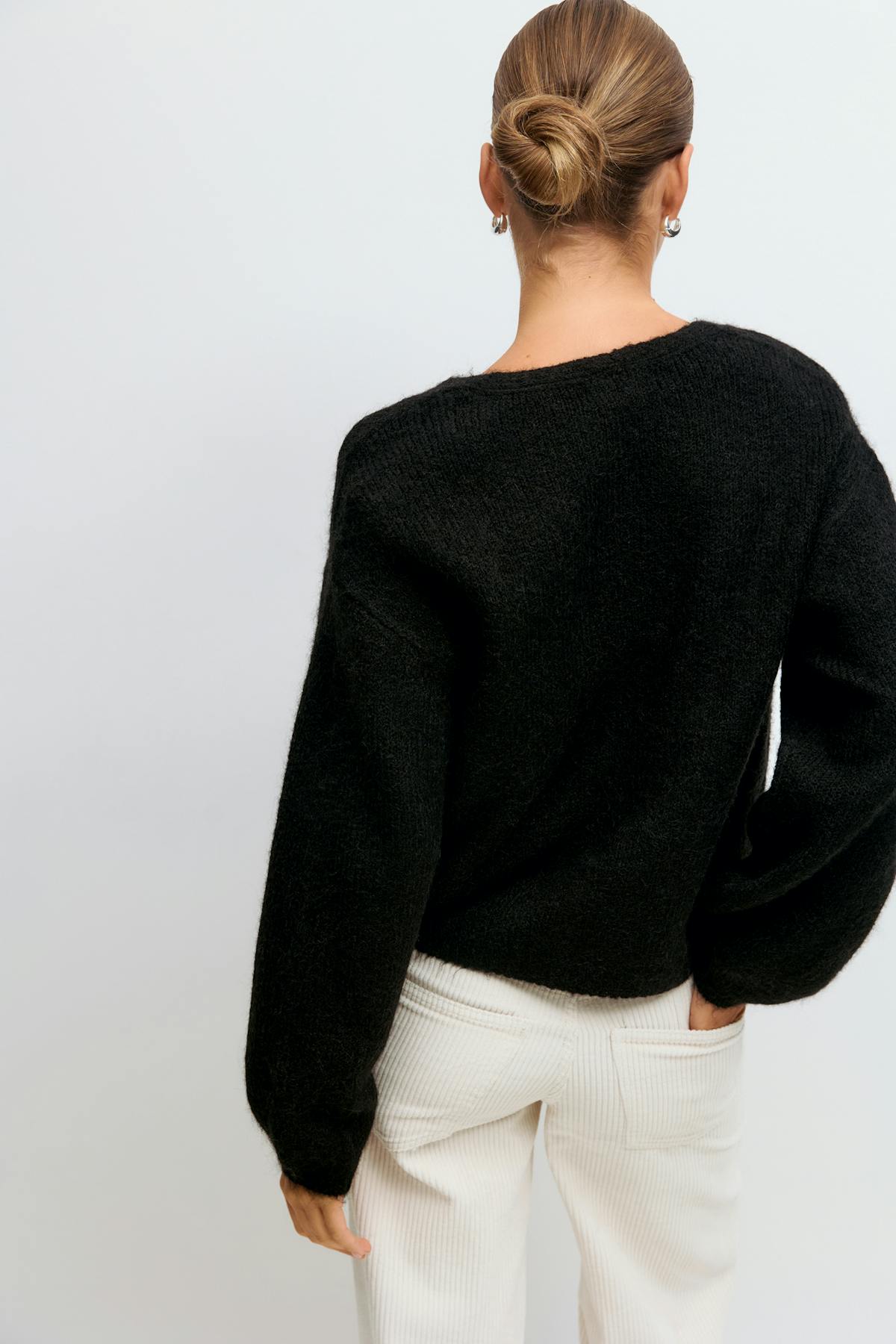 V-neck knitted cardigan - Chocolate brown