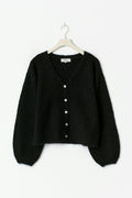 V-neck knitted cardigan - Chocolate brown