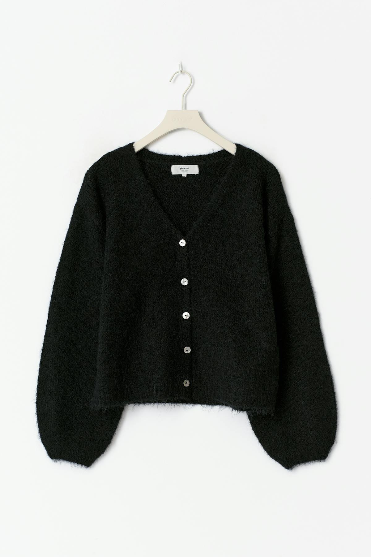 V-neck knitted cardigan - Chocolate brown