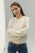 Alpaca blend knitted cardigan - Pink lady
