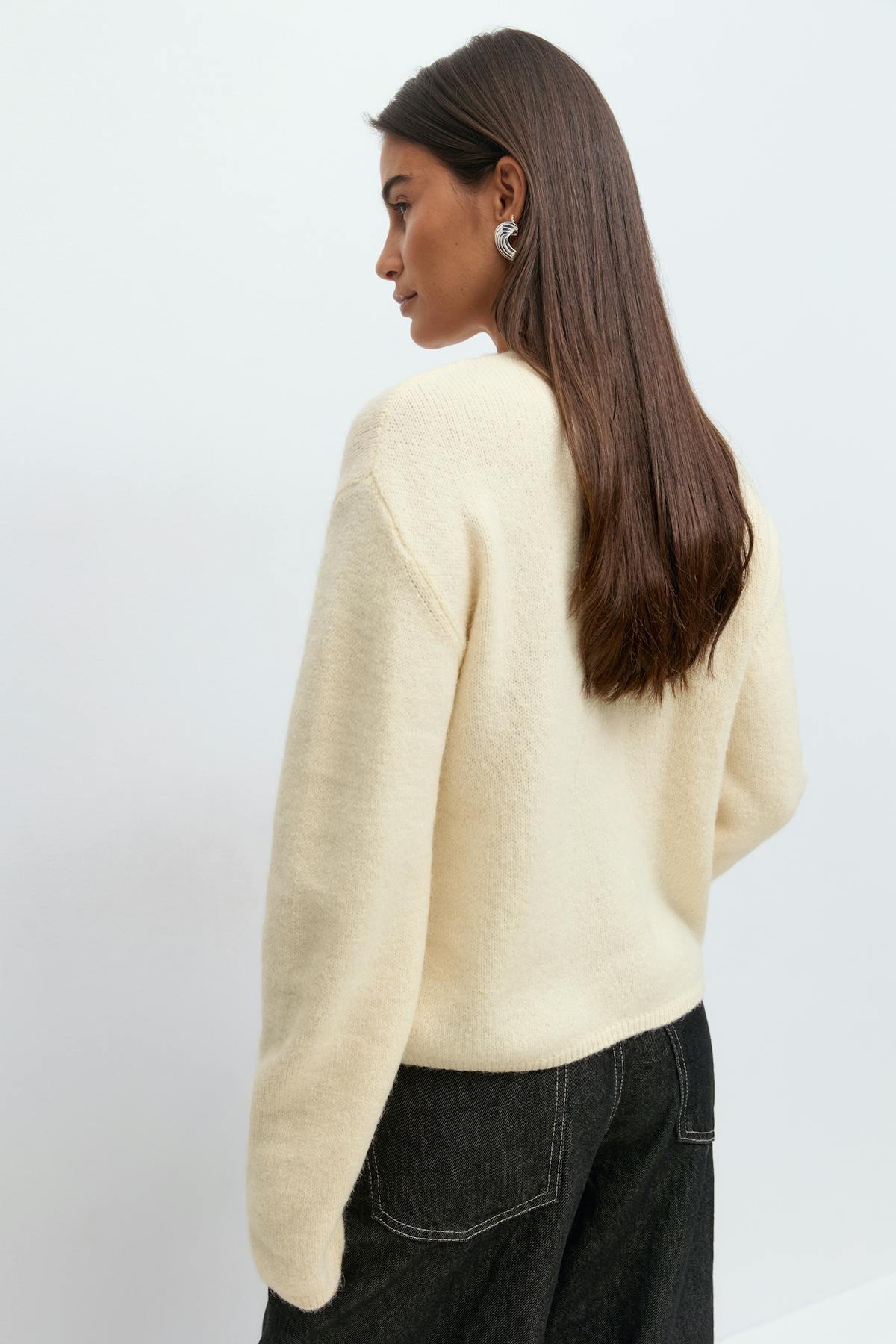 Alpaca blend knitted cardigan - Mid grey mel